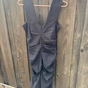 Nicole Miller Collection - Ruched Black Crepe de Chine Cocktail Dress